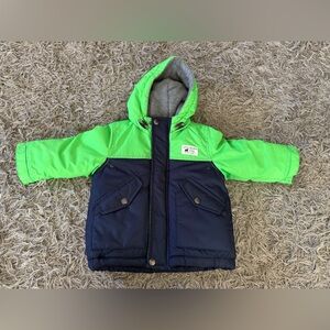 Carters Little Explorer Blue/green Puffer Coat Size 18 Months EUC